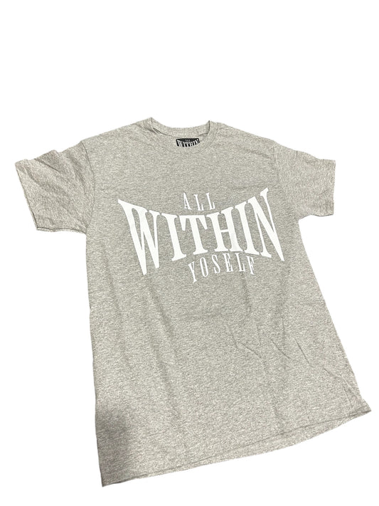 AllWithInYoSelf Grey T-Shirt White Design